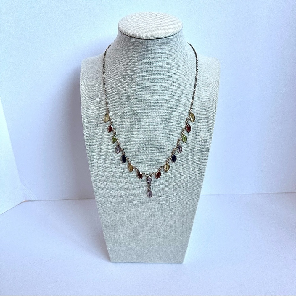 Multi Color Crystal Leaf Necklace